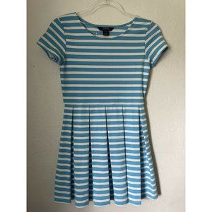 Polo Ralph Lauren Dress Striped White Blue Pleats